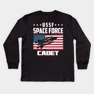 Funny United States Space Force Cadet T-shirt Kids Long Sleeve T-Shirt